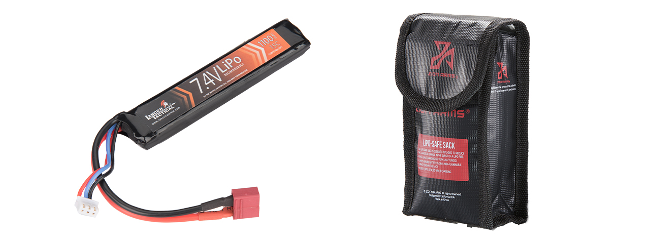 Lancer Tactical 7.4V 1100mAh 15C Stick Lipo Battery (Deans Connector)