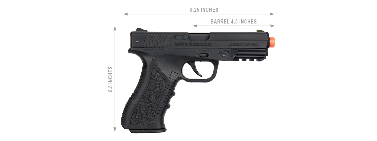 Lancer Tactical Defender LTX-3 CO2 Half-Blowback Airsoft Pistol (BLACK) - Click Image to Close