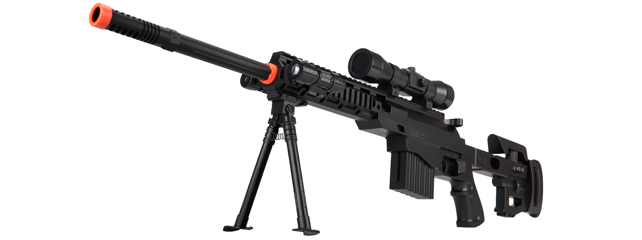 P1402 FULLY LOADED TACTICAL QUAD RIS SNIPER RIFLE (BLACK) - Click Image to Close