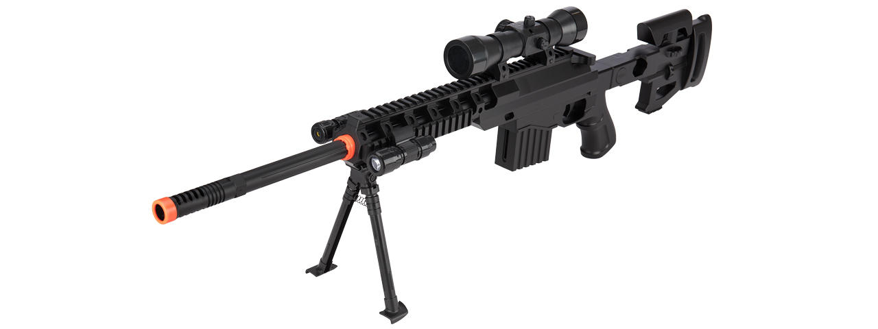 P1402 FULLY LOADED TACTICAL QUAD RIS SNIPER RIFLE (BLACK) - Click Image to Close