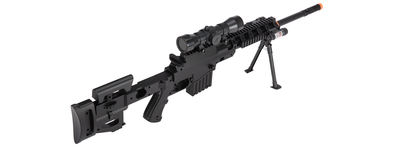 P1402 FULLY LOADED TACTICAL QUAD RIS SNIPER RIFLE (BLACK) - Click Image to Close