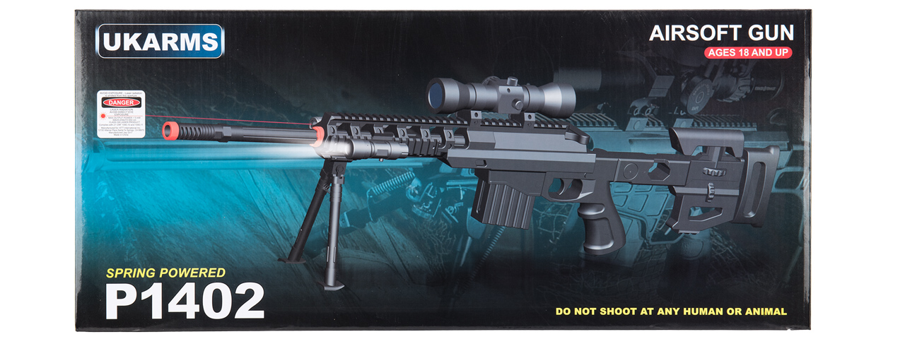 P1402 FULLY LOADED TACTICAL QUAD RIS SNIPER RIFLE (BLACK) - Click Image to Close