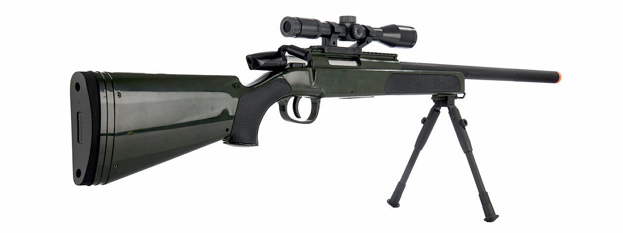 ZM51G MK51 SPRING BOLT ACTION AIRSOFT RIFLE W/ SCOPE (OD GREEN) - Click Image to Close