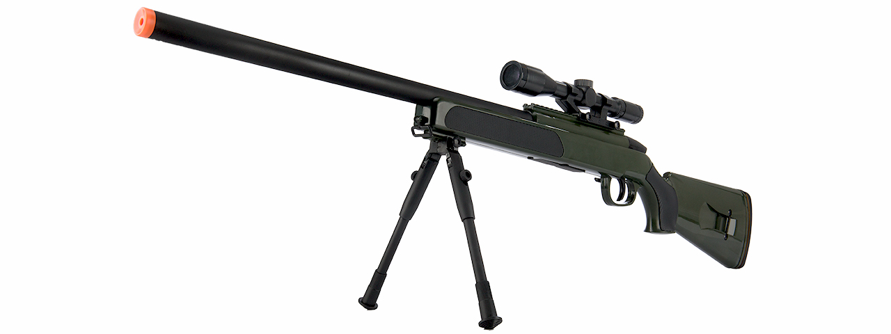 ZM51G MK51 SPRING BOLT ACTION AIRSOFT RIFLE W/ SCOPE (OD GREEN) - Click Image to Close