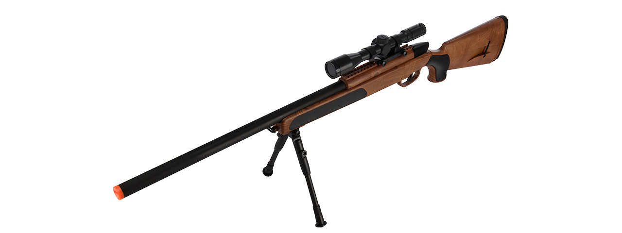 CYMA MK51 Bolt Action Airsoft Spring Sniper Rifle w/ Scope & Bipod (Color: Faux Wood)