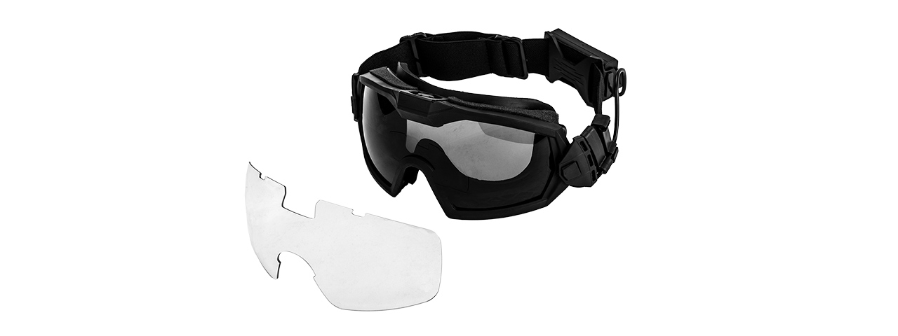G-Force Full Seal Airsoft Goggles w/ Built-In Fan [Clear Lens] (BLACK) - Click Image to Close