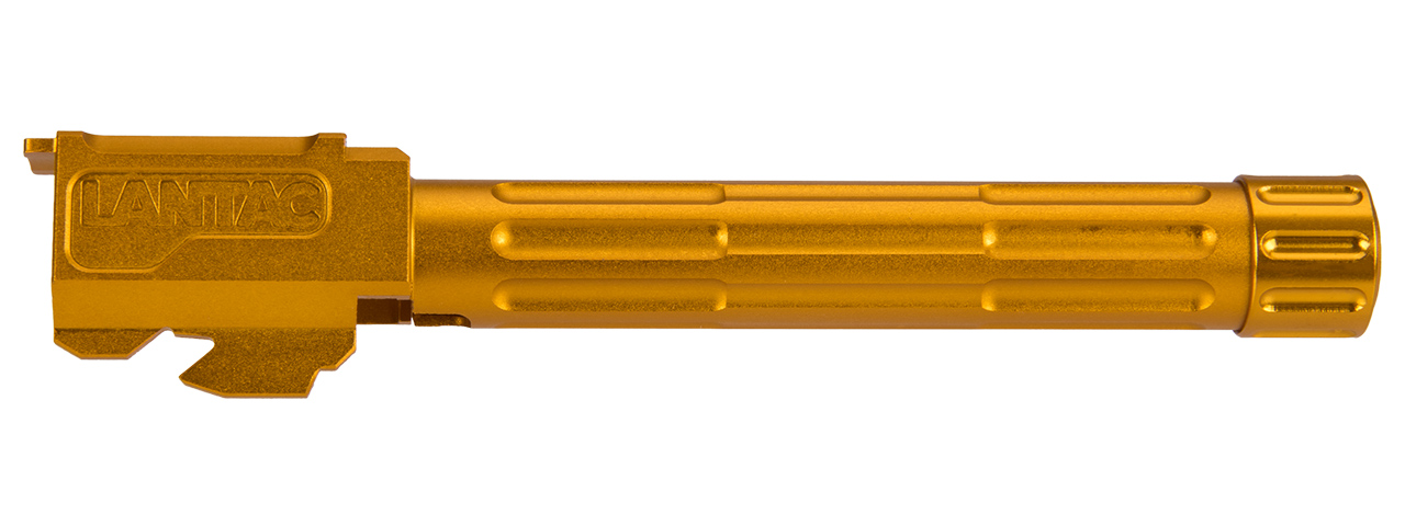 FLUTED / THREADED OUTER BARREL FOR G-SERIES GBB PISTOLS (GOLD) - Click Image to Close