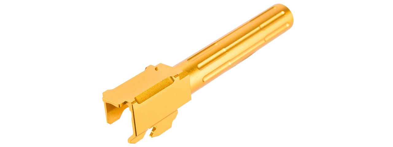 ALUMINUM FLUTED AIRSOFT OUTER BARREL FOR TM G17 SERIES (GOLD) - Click Image to Close