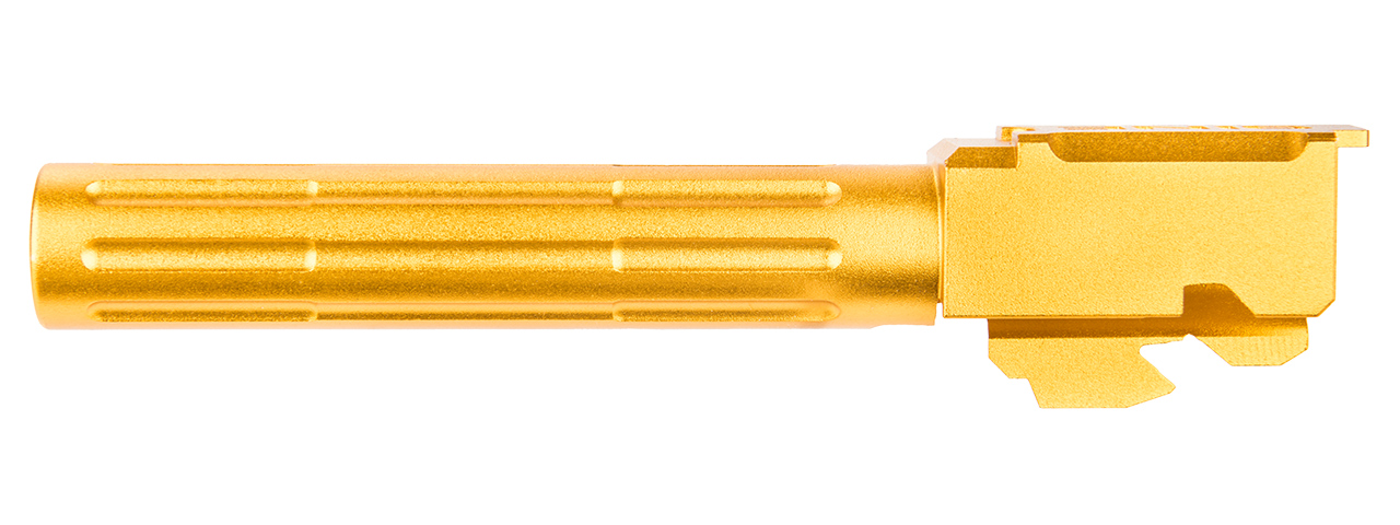 ALUMINUM FLUTED AIRSOFT OUTER BARREL FOR TM G17 SERIES (GOLD) - Click Image to Close