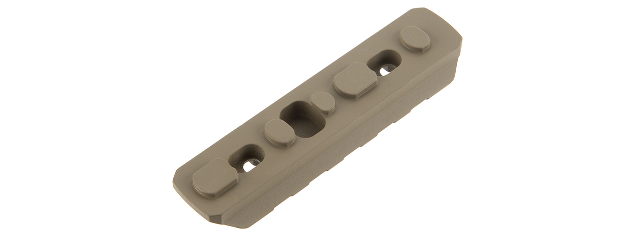 ATLAS CUSTOM WORKS 5-SLOT FULL METAL KEYMOD PICATINNY RAIL SEGMENT (TAN) - Click Image to Close