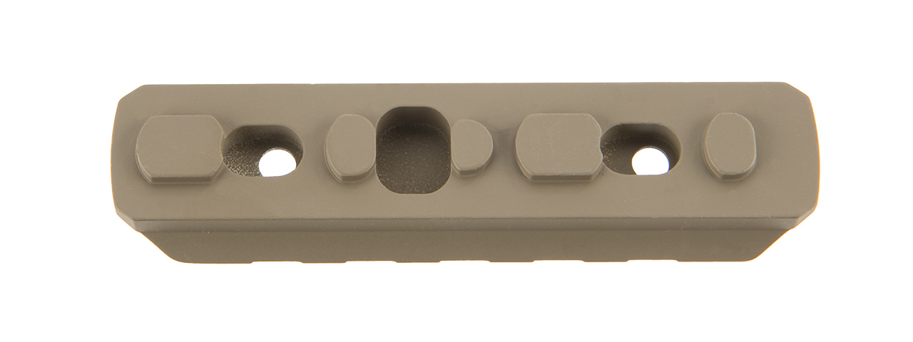 ATLAS CUSTOM WORKS 5-SLOT FULL METAL KEYMOD PICATINNY RAIL SEGMENT (TAN) - Click Image to Close