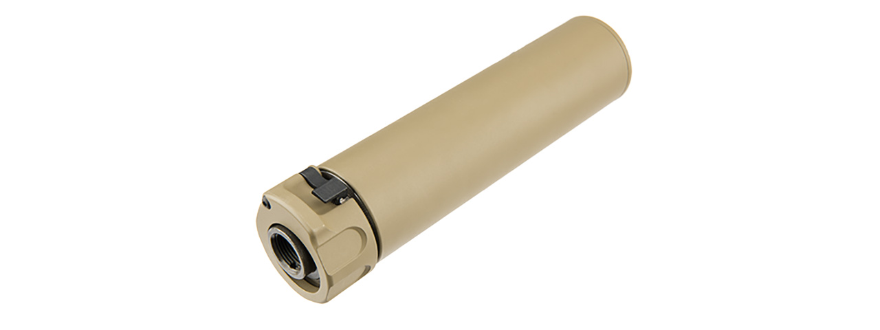 ATLAS CUSTOM WORKS FULL METAL SOCOM QD BARREL EXTENSION W/ FLASH HIDER [MINI] (TAN) - Click Image to Close