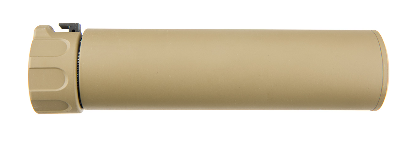 ATLAS CUSTOM WORKS FULL METAL SOCOM QD BARREL EXTENSION W/ FLASH HIDER [MINI] (TAN) - Click Image to Close