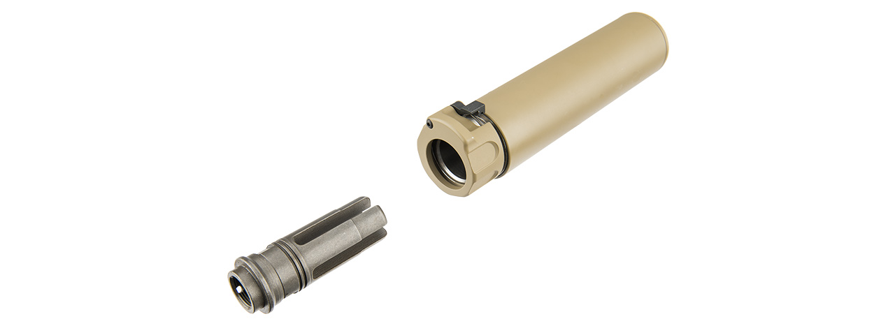 ATLAS CUSTOM WORKS FULL METAL SOCOM QD BARREL EXTENSION W/ FLASH HIDER [MINI] (TAN)