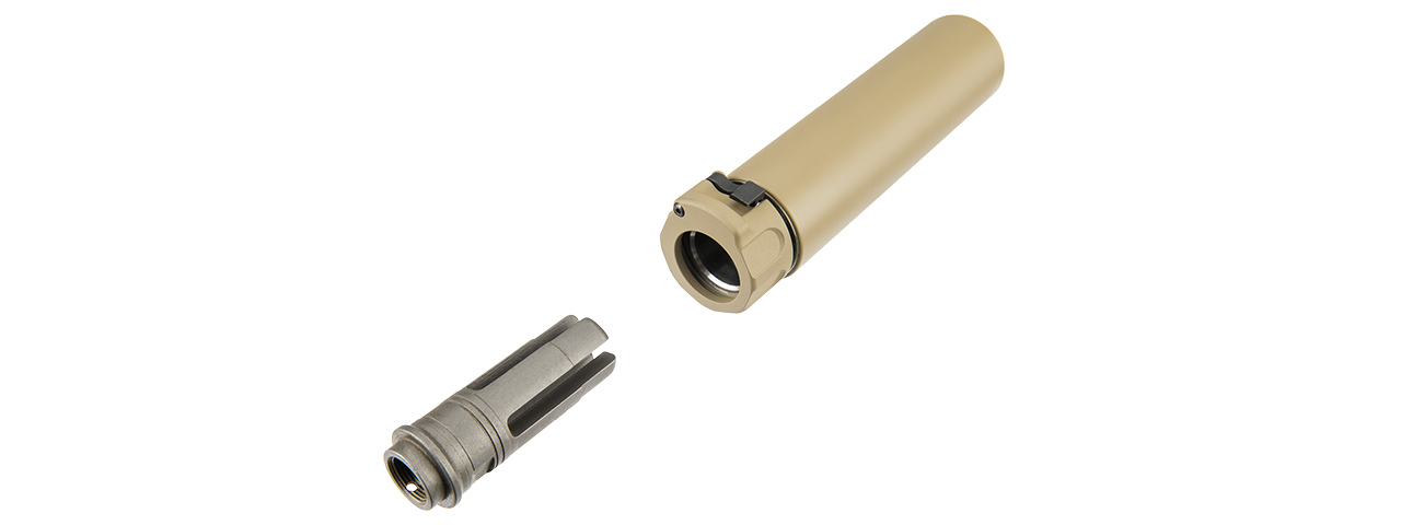 ATLAS CUSTOM WORKS FULL METAL SOCOM QD BARREL EXTENSION W/ FLASH HIDER (TAN)