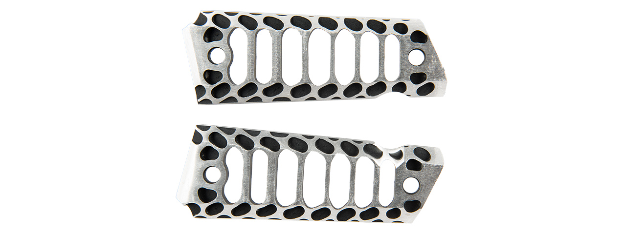 ATLAS CUSTOM WORKS SKELETONIZED COBRA AIRSOFT PISTOL GRIP COVERS FOR M1911 GBB (SILVER/BLACK)