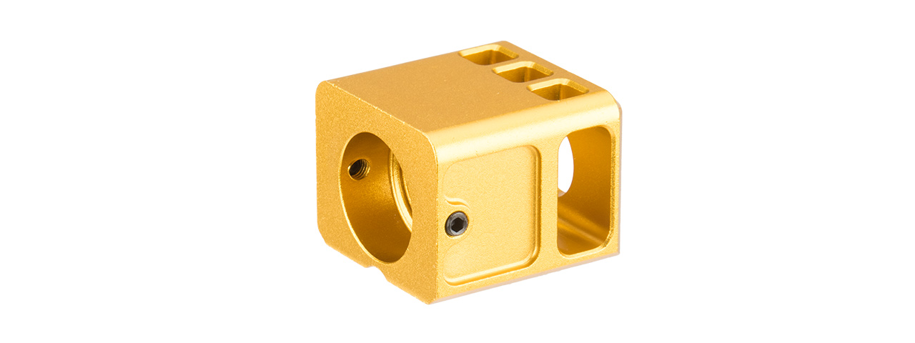 ATLAS CUSTOM WORKS -14MM CCW AIRSOFT STUBBY COMPENSATOR FOR G SERIES GBB PISTOLS (GOLD) - Click Image to Close