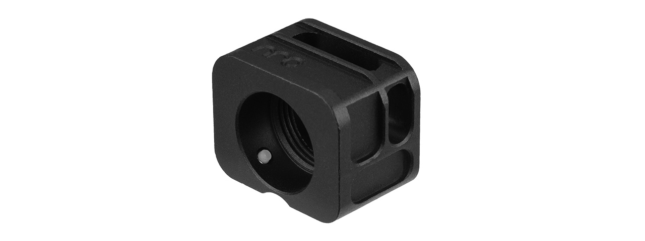 ATLAS CUSTOM WORKS [14MM] CCW AIRSOFT X-OUT "S" COMPENSATOR FOR G SERIES GBB PISTOLS (BLACK) - Click Image to Close