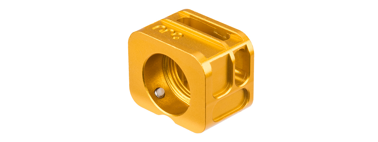 ATLAS CUSTOM WORKS [14MM] CCW AIRSOFT X-OUT "S" COMPENSATOR FOR G SERIES GBB PISTOLS (GOLD)