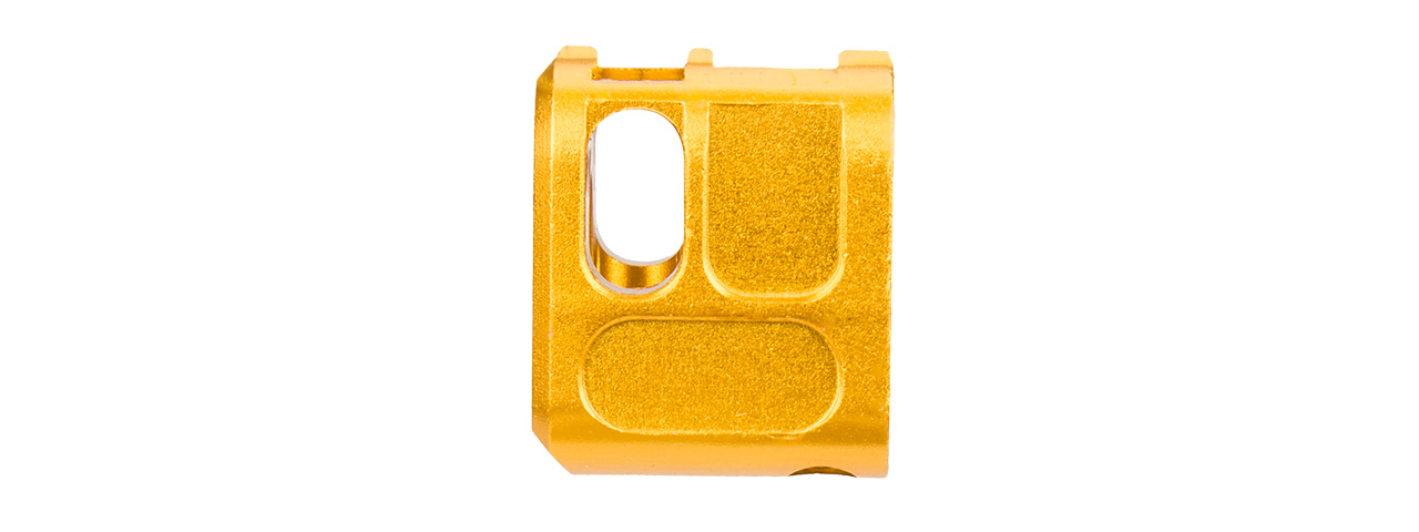 ATLAS CUSTOM WORKS [14MM] CCW AIRSOFT X-OUT "S" COMPENSATOR FOR G SERIES GBB PISTOLS (GOLD) - Click Image to Close