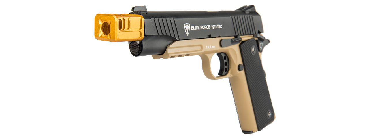 ATLAS CUSTOM WORKS [14MM] CCW AIRSOFT X-OUT "L" COMPENSATOR FOR G SERIES GBB PISTOLS (GOLD) - Click Image to Close