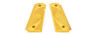 AIRSOFT MASTERPIECE ALUMINUM AIRSOFT 1911 TYPE 2 PISTOL GRIP PLATES (GOLD)