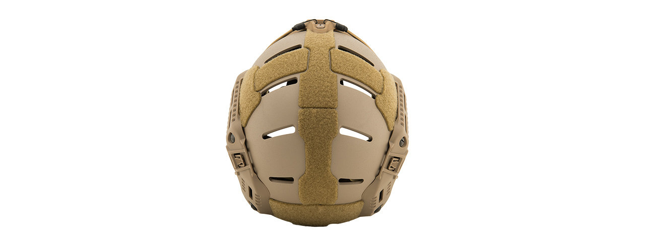 Lancer Tactical MT Helmet w / Side Rails and Shroud (TAN) - Click Image to Close