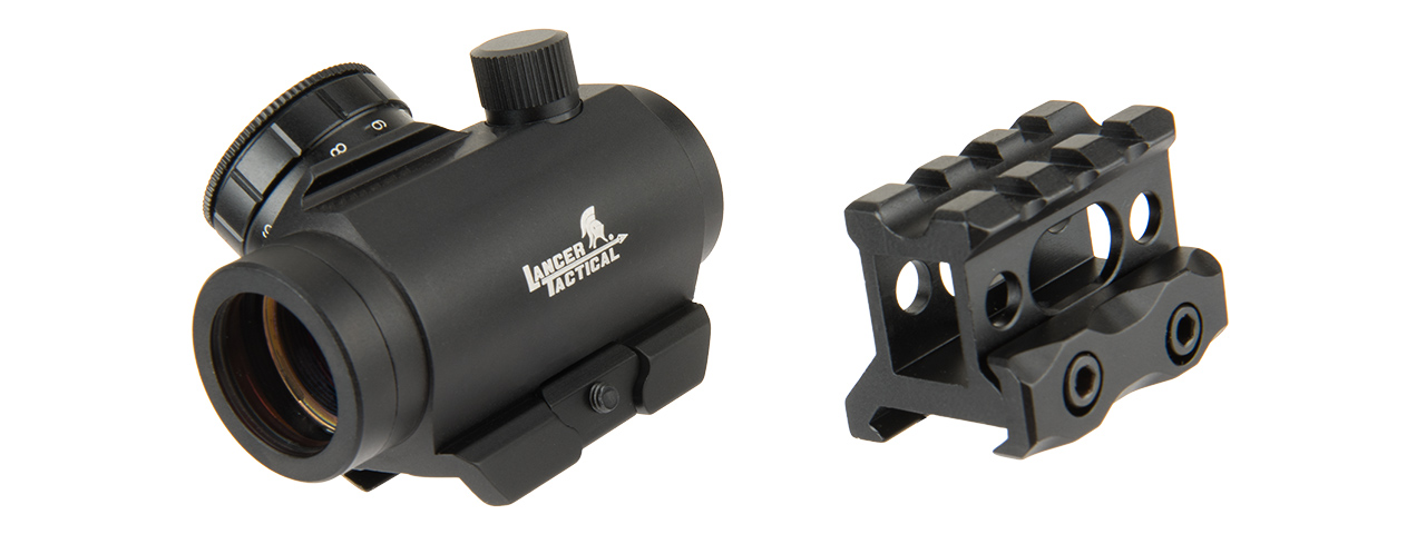 LANCER TACTICAL 1 X 30 MINI RED DOT SIGHT W/ PICATINNY RISER (BLACK)