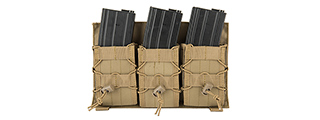 LANCER TACTICAL ADAPTIVE HOOK AND LOOP TRIPLE AR MAG POUCH (TAN)