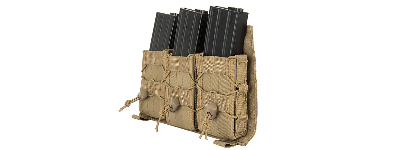 LANCER TACTICAL ADAPTIVE HOOK AND LOOP TRIPLE AR MAG POUCH (TAN) - Click Image to Close