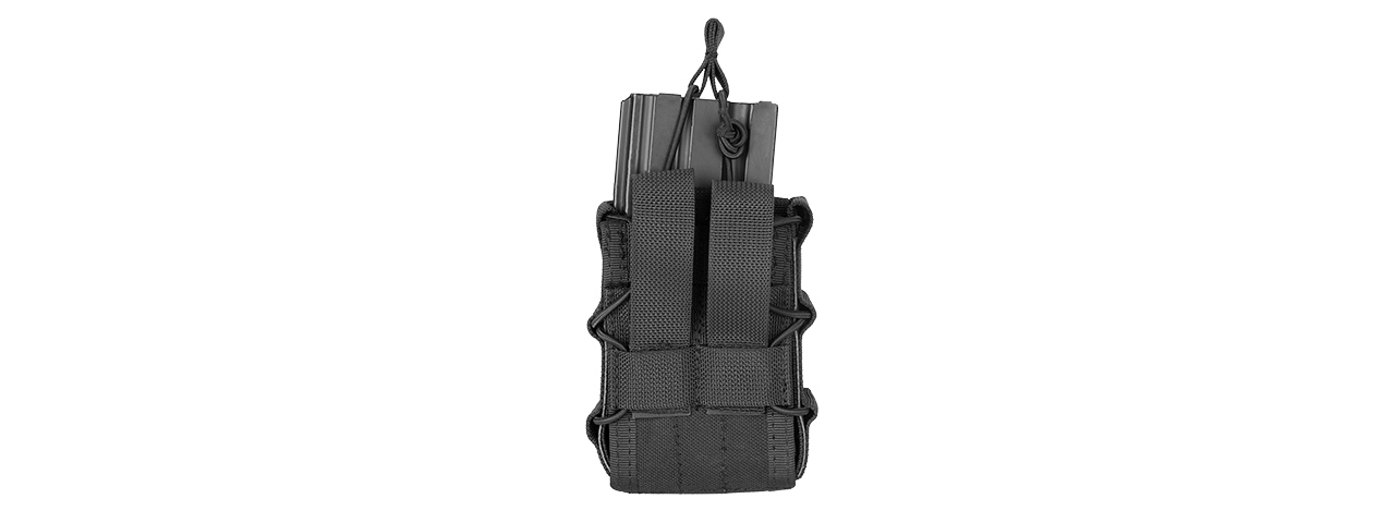 LANCER TACTICAL 1000D NYLON MOLLE BUNGEE DOUBLE MAG POUCH (BLACK) - Click Image to Close
