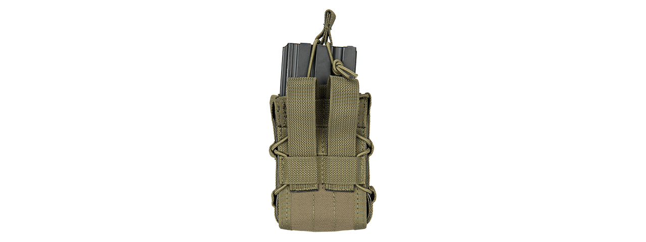 LANCER TACTICAL 1000D NYLON MOLLE BUNGEE DOUBLE MAG POUCH (OD GREEN) - Click Image to Close