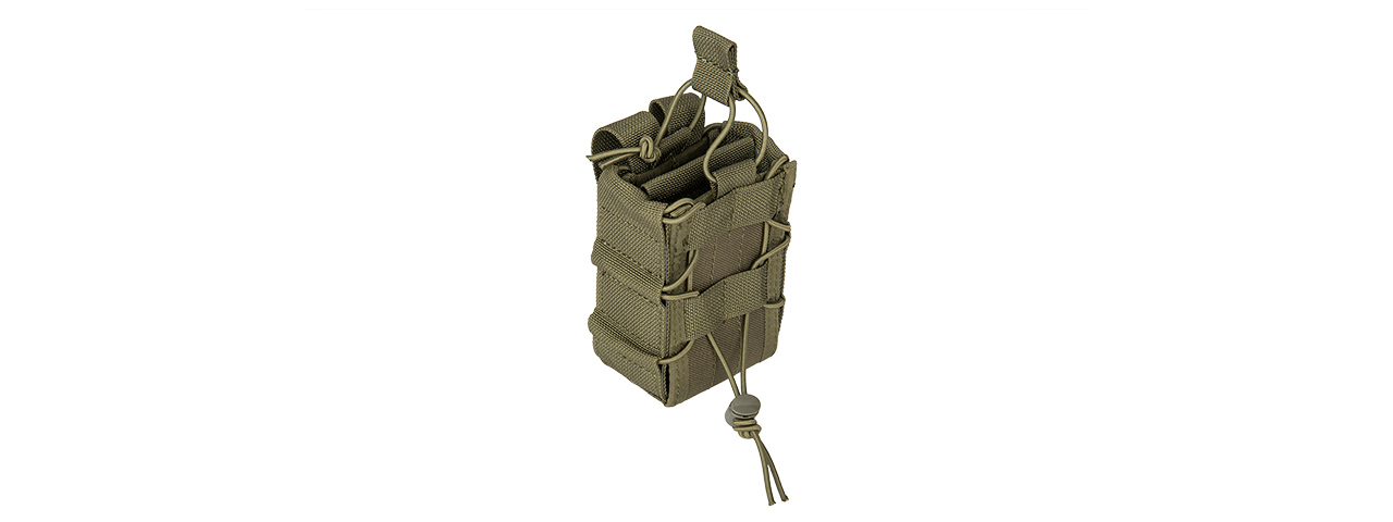 LANCER TACTICAL 1000D NYLON MOLLE BUNGEE DOUBLE MAG POUCH (OD GREEN) - Click Image to Close