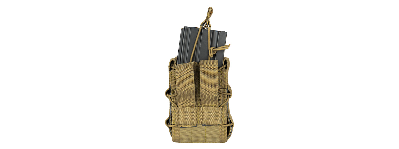 LANCER TACTICAL 1000D NYLON MOLLE BUNGEE DOUBLE MAG POUCH (TAN) - Click Image to Close