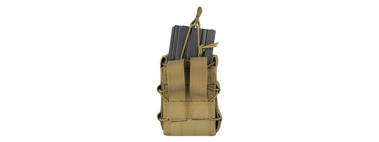 LANCER TACTICAL 1000D NYLON MOLLE BUNGEE DOUBLE MAG POUCH (TAN)