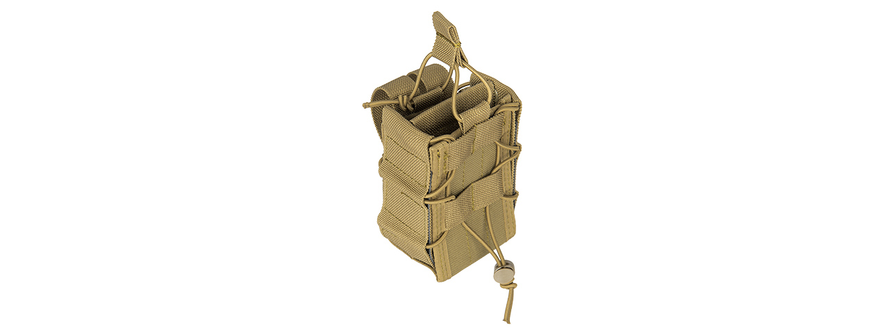 LANCER TACTICAL 1000D NYLON MOLLE BUNGEE DOUBLE MAG POUCH (TAN)