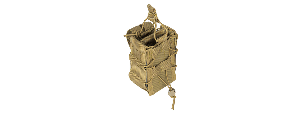 LANCER TACTICAL 1000D NYLON MOLLE BUNGEE DOUBLE MAG POUCH (TAN) - Click Image to Close