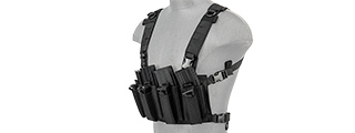 LANCER TACTICAL 1000D NYLON QUAD M4 AND PISTOL MAG CHEST RIG (BLACK)