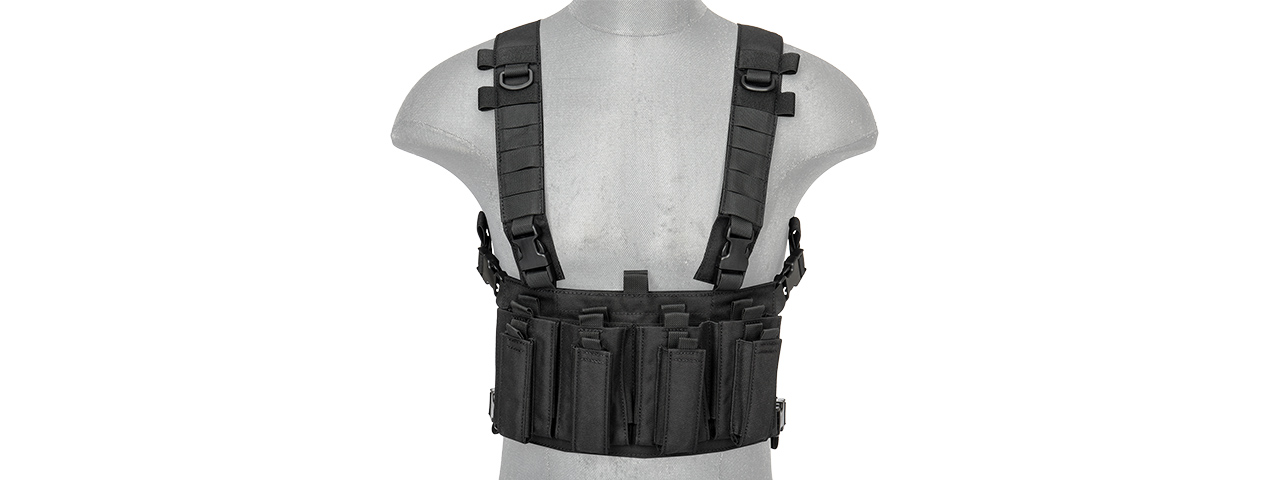 LANCER TACTICAL 1000D NYLON QUAD M4 AND PISTOL MAG CHEST RIG (BLACK) - Click Image to Close
