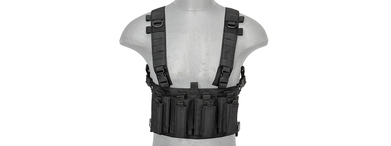 LANCER TACTICAL 1000D NYLON QUAD M4 AND PISTOL MAG CHEST RIG (BLACK)