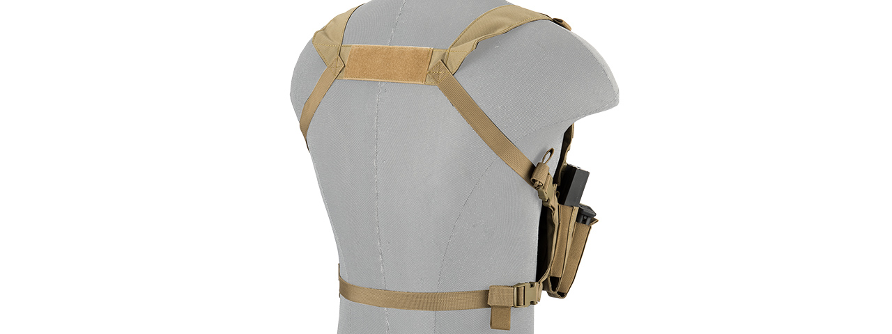 LANCER TACTICAL 1000D NYLON QUAD M4 AND PISTOL MAG CHEST RIG (TAN) - Click Image to Close