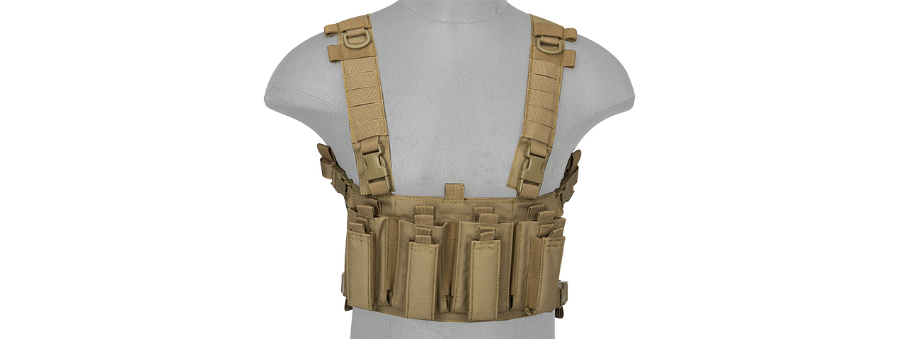 LANCER TACTICAL 1000D NYLON QUAD M4 AND PISTOL MAG CHEST RIG (TAN)