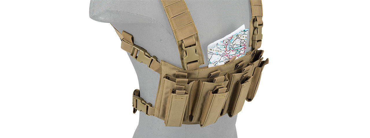 LANCER TACTICAL 1000D NYLON QUAD M4 AND PISTOL MAG CHEST RIG (TAN)