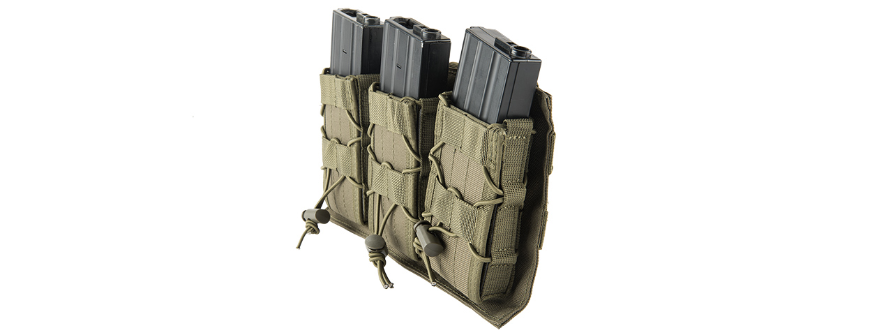 LANCER TACTICAL 1000D NYLON MOLLE TRIPLE AR MAG POUCH (OD GREEN) - Click Image to Close