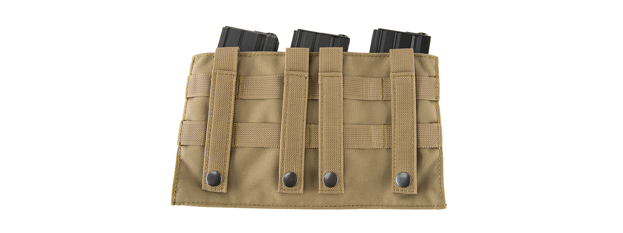 LANCER TACTICAL 1000D NYLON MOLLE TRIPLE AR MAG POUCH (TAN) - Click Image to Close