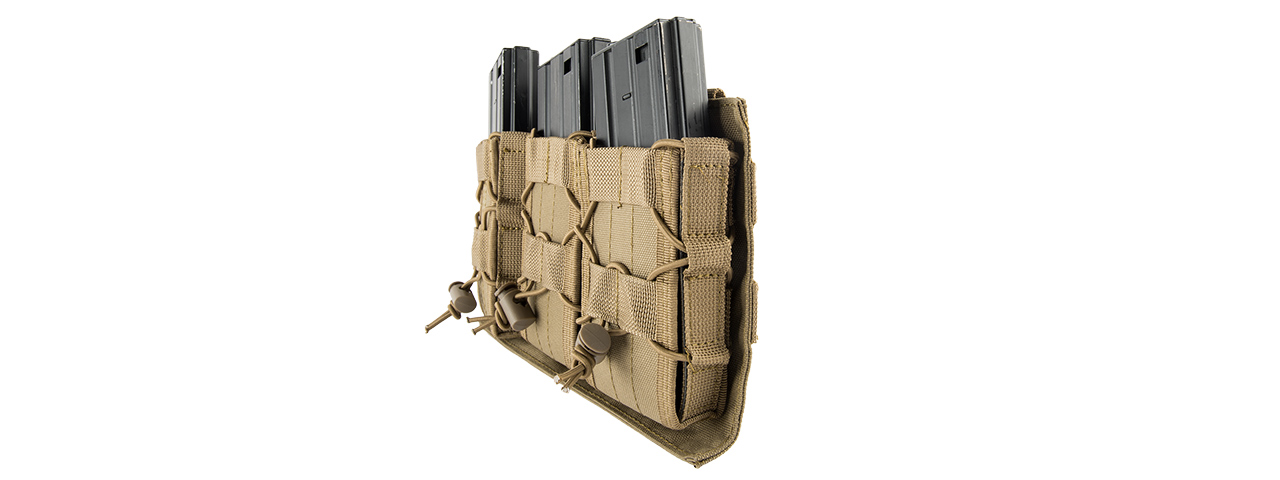 LANCER TACTICAL 1000D NYLON MOLLE TRIPLE AR MAG POUCH (TAN) - Click Image to Close