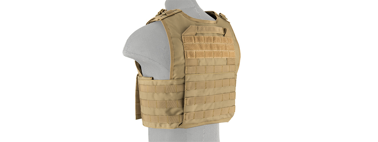 LANCER TACTICAL BATTLE 1000D NYLON MOLLE PLATE CARRIER (TAN) - Click Image to Close