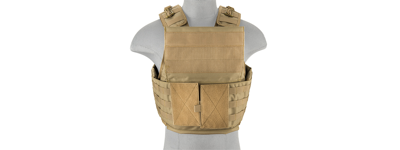 LANCER TACTICAL BATTLE 1000D NYLON MOLLE PLATE CARRIER (TAN) - Click Image to Close