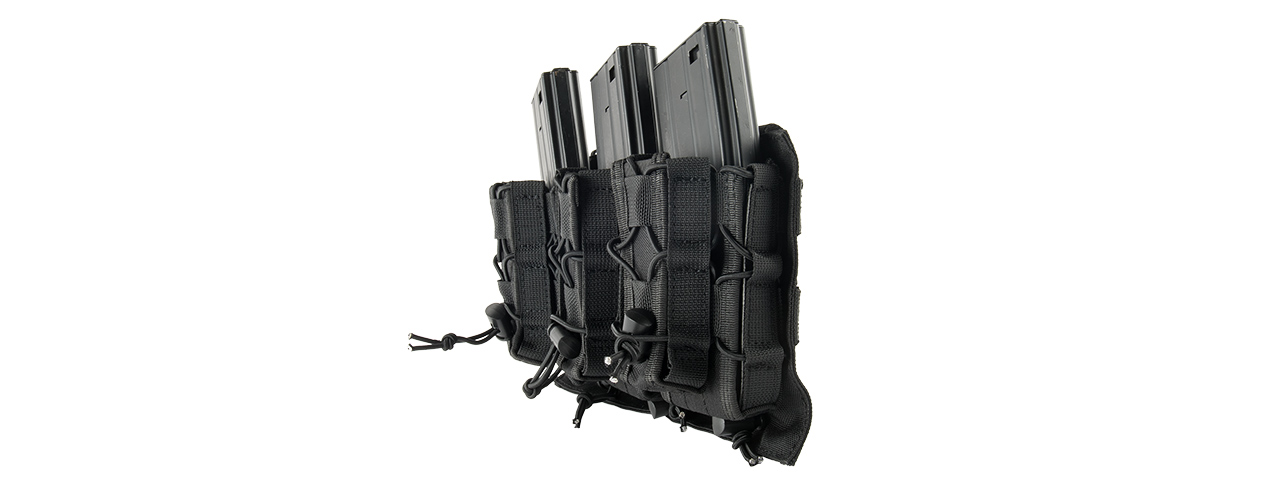 LANCER TACTICAL 1000D NYLON MOLLE 2-IN-1 TRIPLE M4/PISTOL MAG POUCH (BLACK) - Click Image to Close