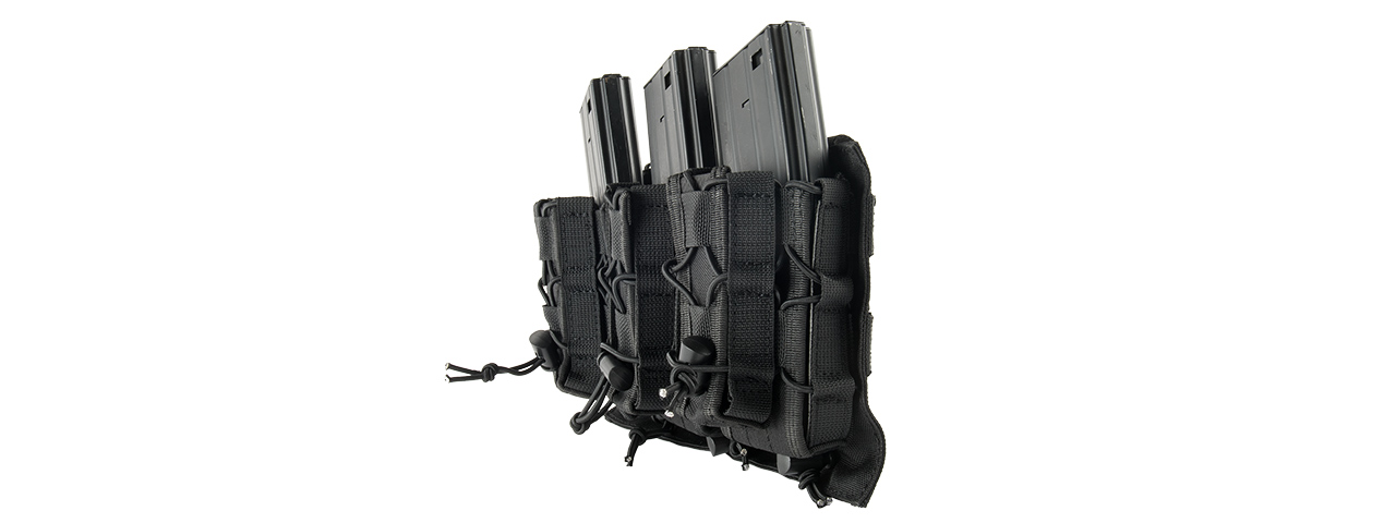 LANCER TACTICAL 1000D NYLON MOLLE 2-IN-1 TRIPLE M4/PISTOL MAG POUCH (BLACK)